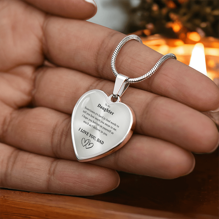 To My Daughter - I Love You, Dad - Heart Necklace
