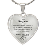 To My Daughter - I Love You, Dad - Heart Necklace