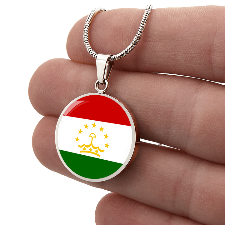 Tajikistan Flag Pendant Necklace