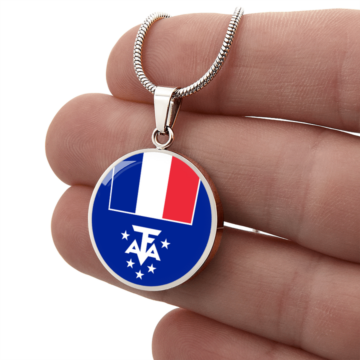 French Southern and Antarctic Lands Flag Pendant Necklace