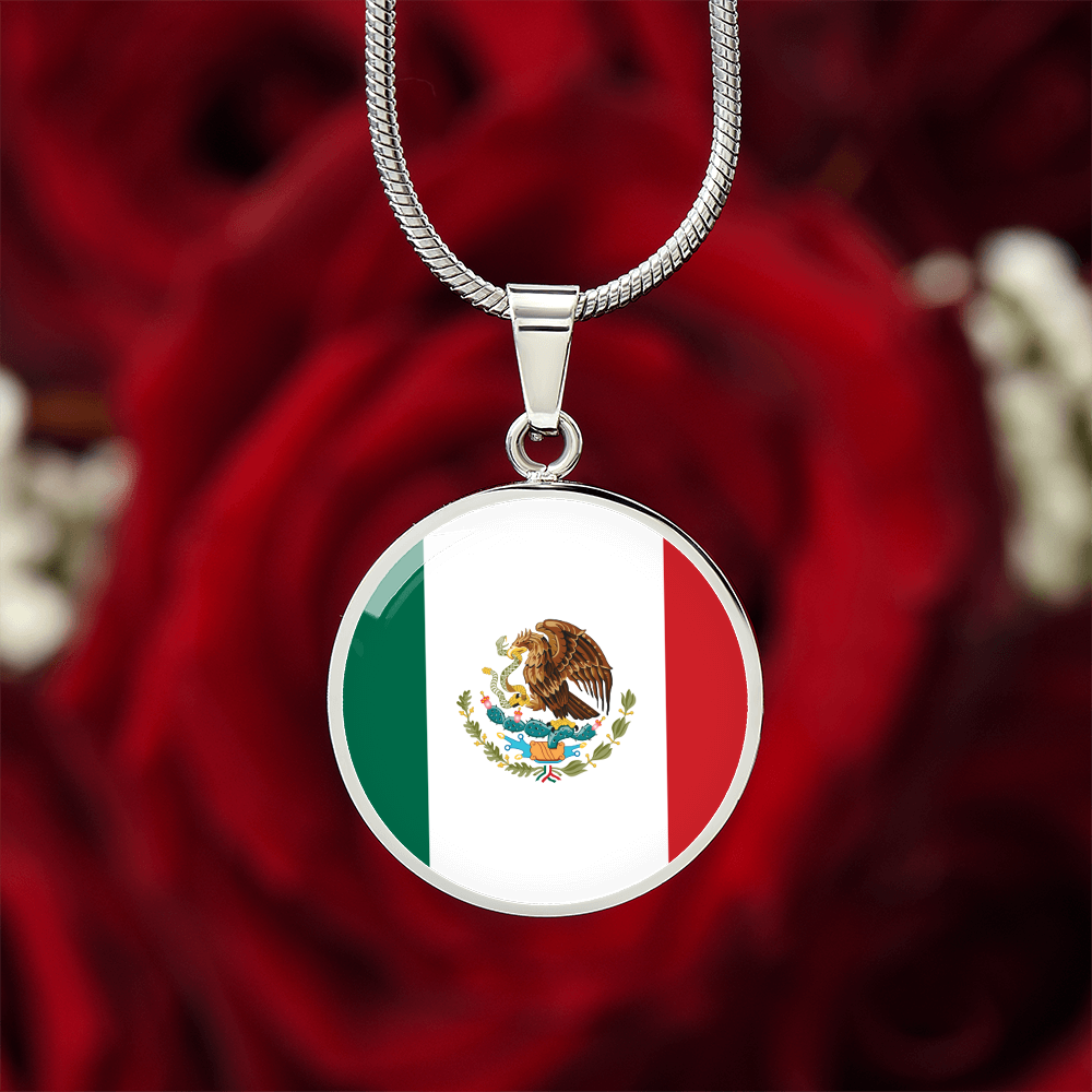 Mexico Flag Pendant Necklace