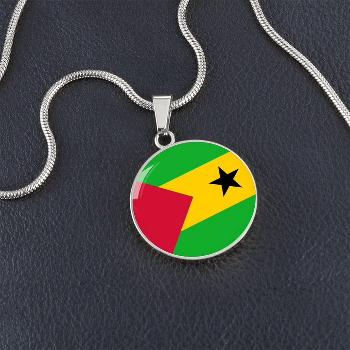 São Tomé and Príncipe Flag Pendant Necklace