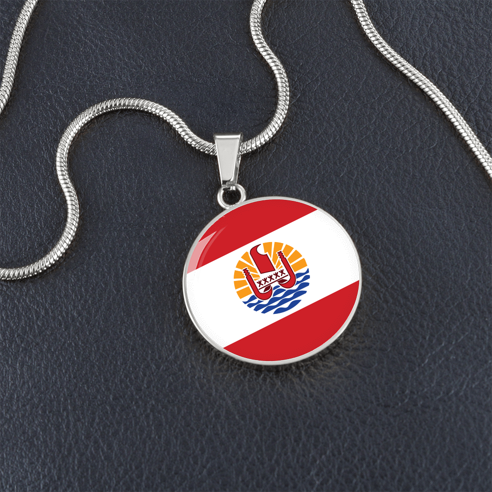 French Polynesia Flag Pendant Necklace