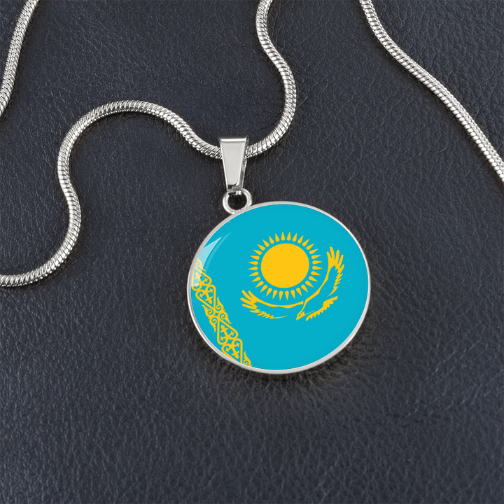Kazakhstan Flag Pendant Necklace