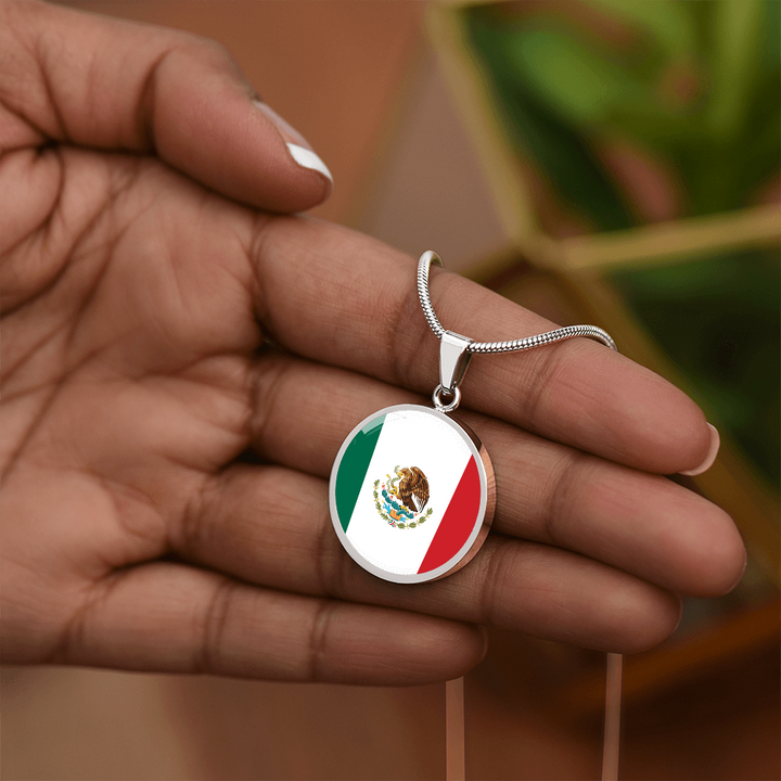 Mexico Flag Pendant Necklace