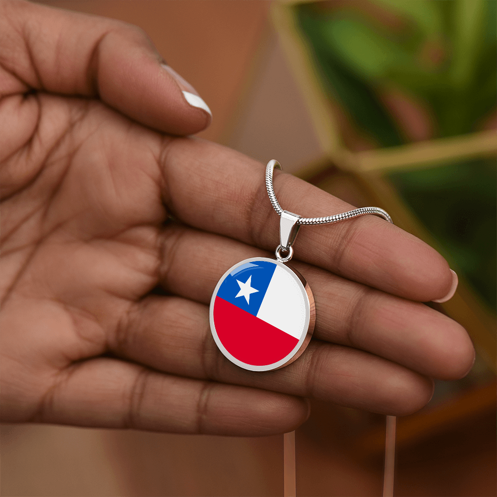 Chile Flag Pendant Necklace