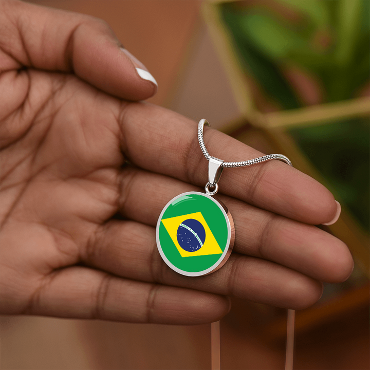 Brazil Flag Pendant Necklace