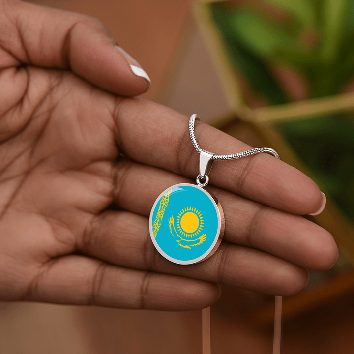 Kazakhstan Flag Pendant Necklace