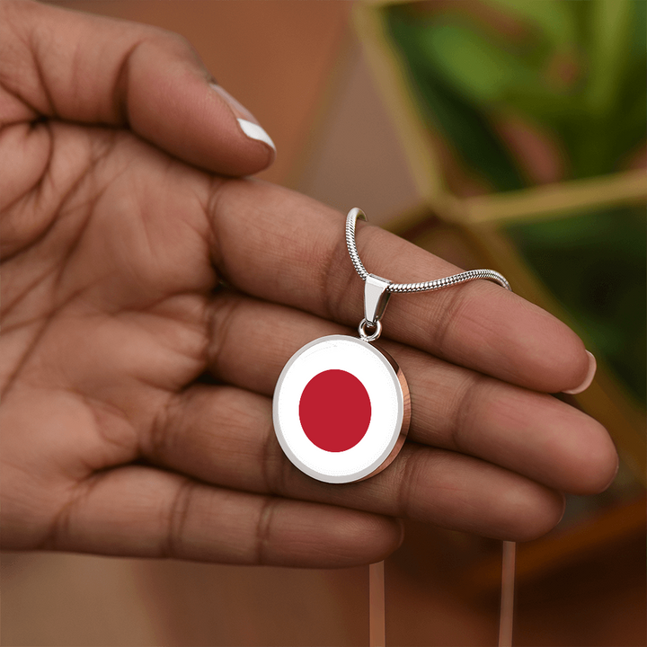 Japan Flag Pendant Necklace