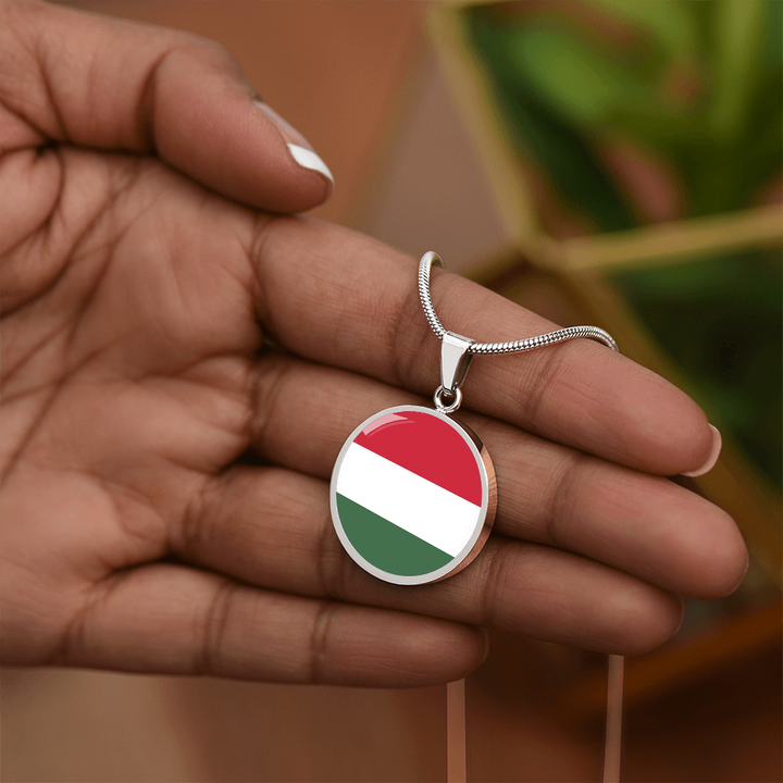 Hungary Flag Pendant Necklace