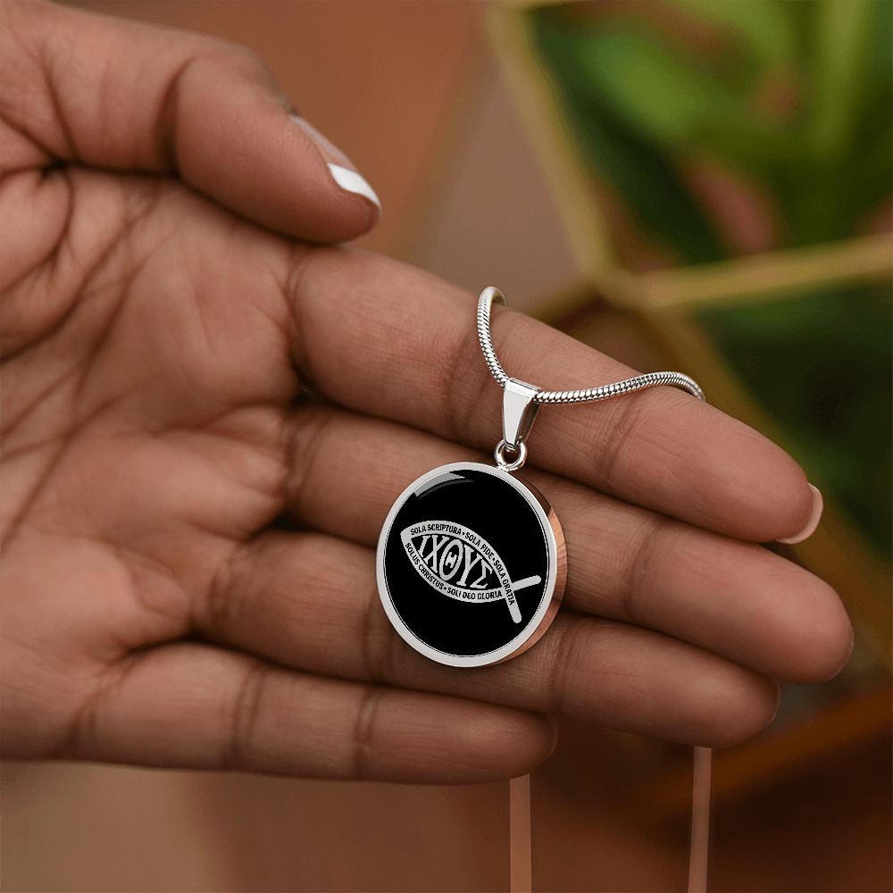 Ichthus Fish 5 Solas Necklace