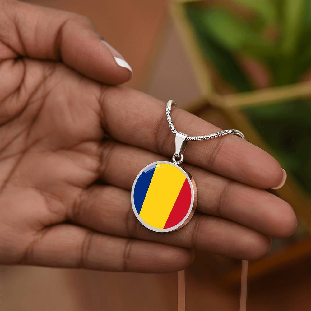 Romania Flag Pendant Necklace
