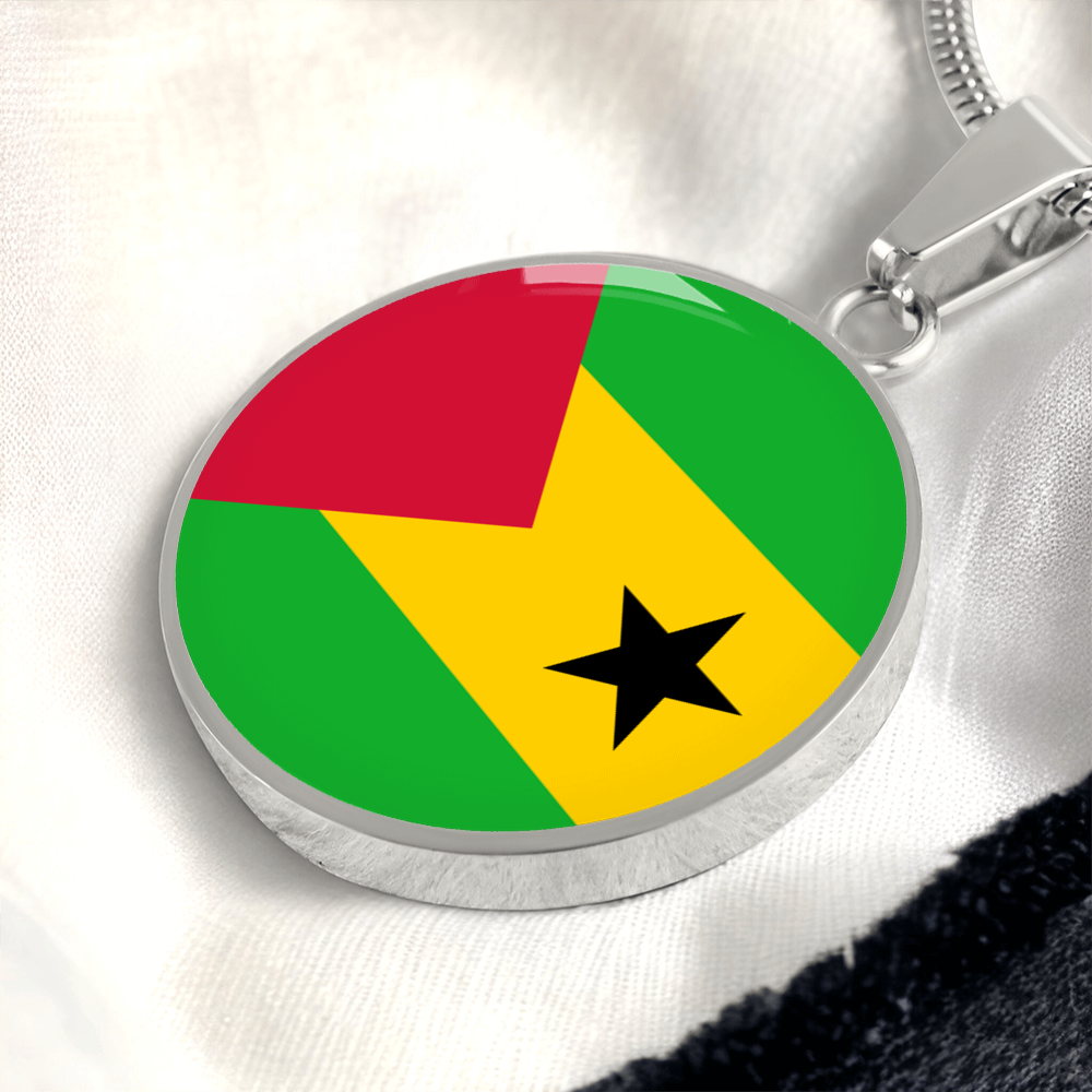 São Tomé and Príncipe Flag Pendant Necklace