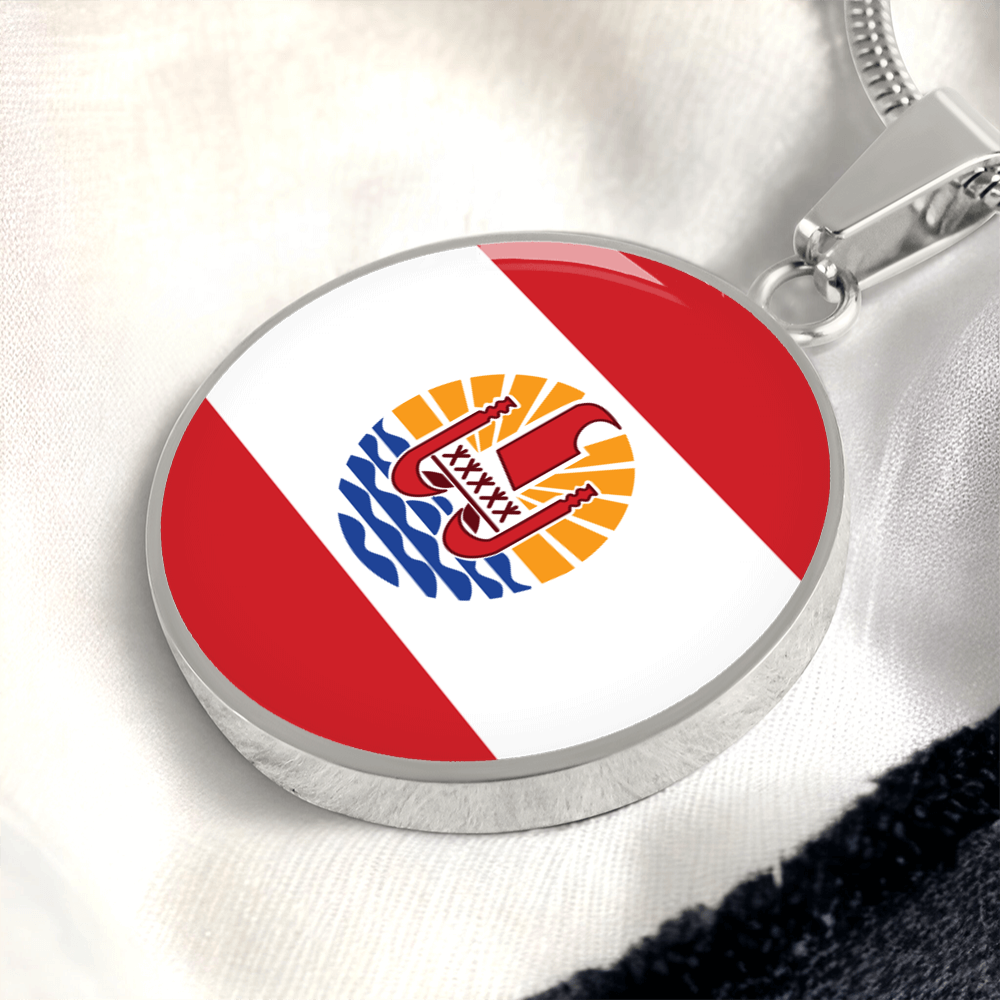 French Polynesia Flag Pendant Necklace