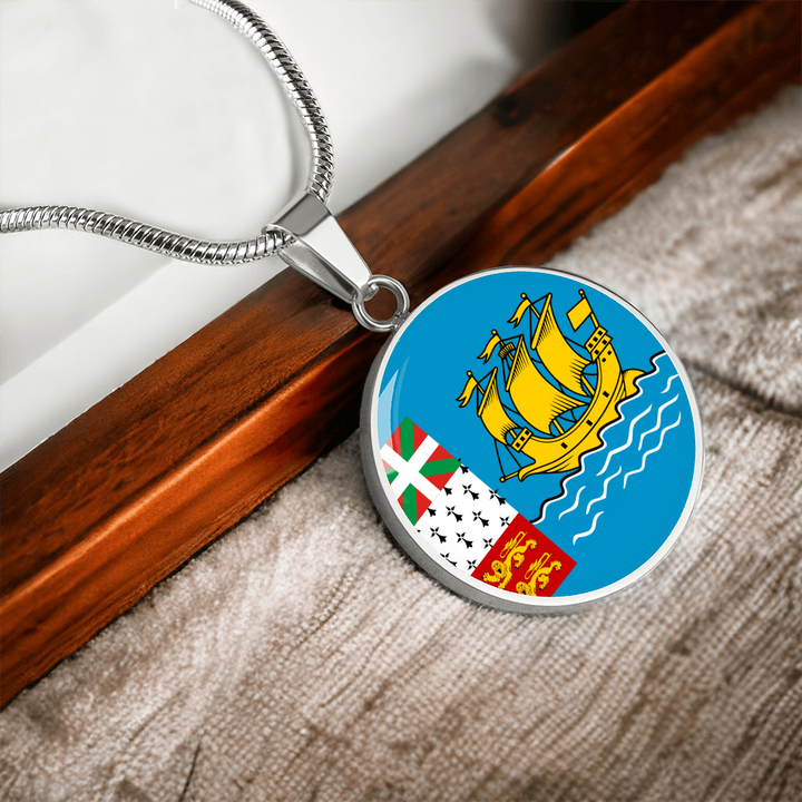 Saint-Pierre and Miquelon Flag Pendant Necklace