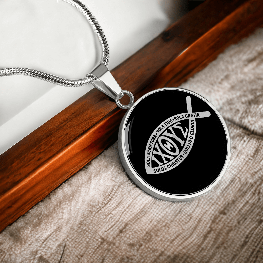 Ichthus Fish 5 Solas Necklace