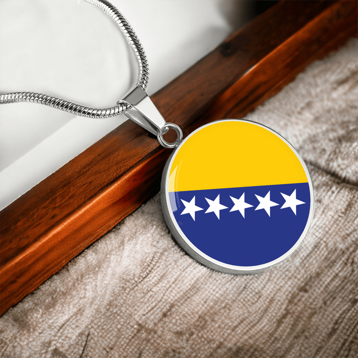 Bosnia and Herzegovina Flag Pendant Necklace