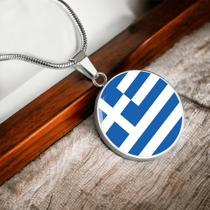 Greece Flag Pendant Necklace