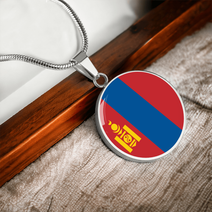 Mongolia Flag Pendant Necklace