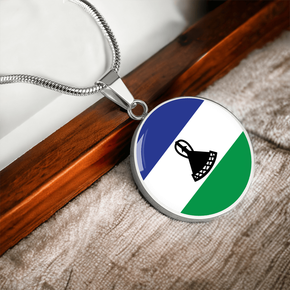 Lesotho Flag Pendant Necklace