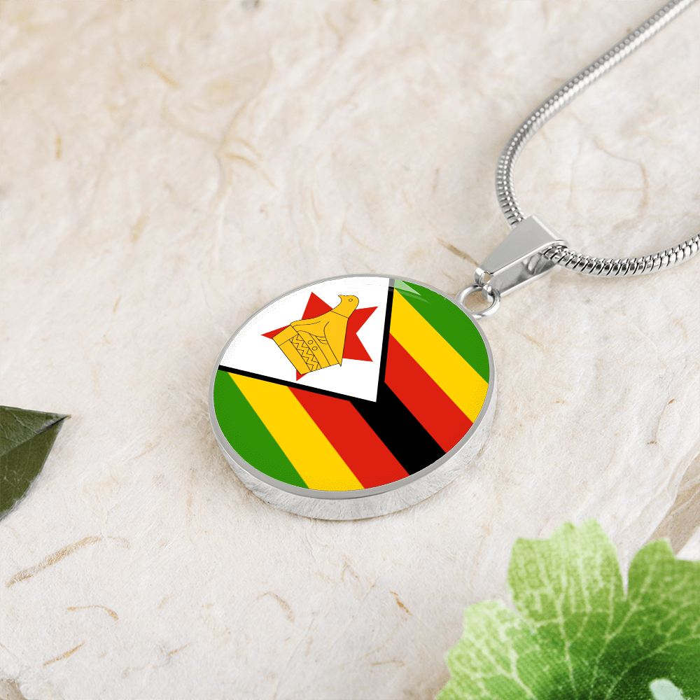 Zimbabwe Flag Pendant Necklace
