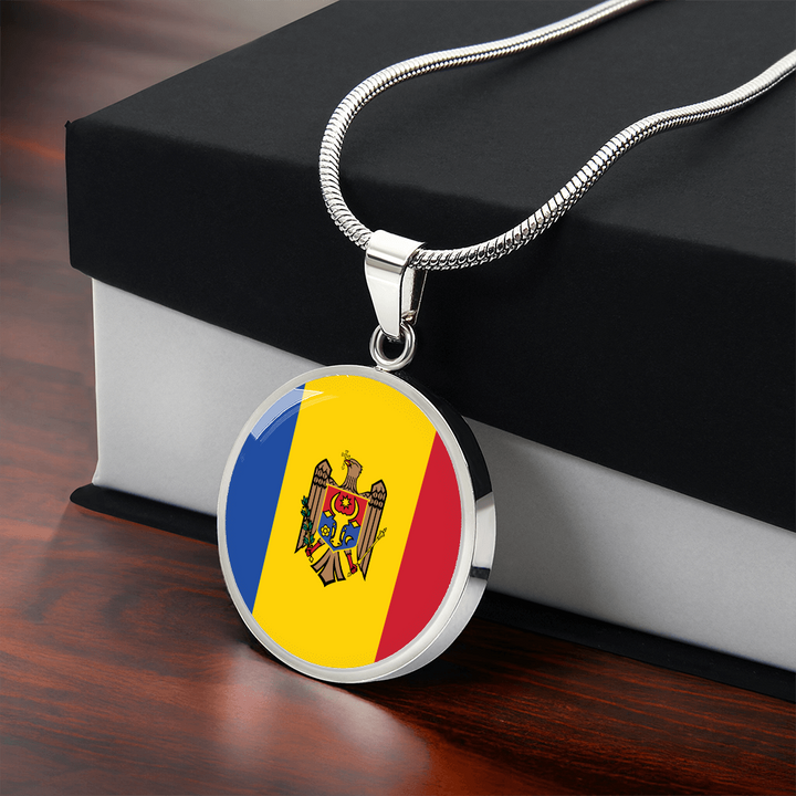 Moldova Flag Pendant Necklace