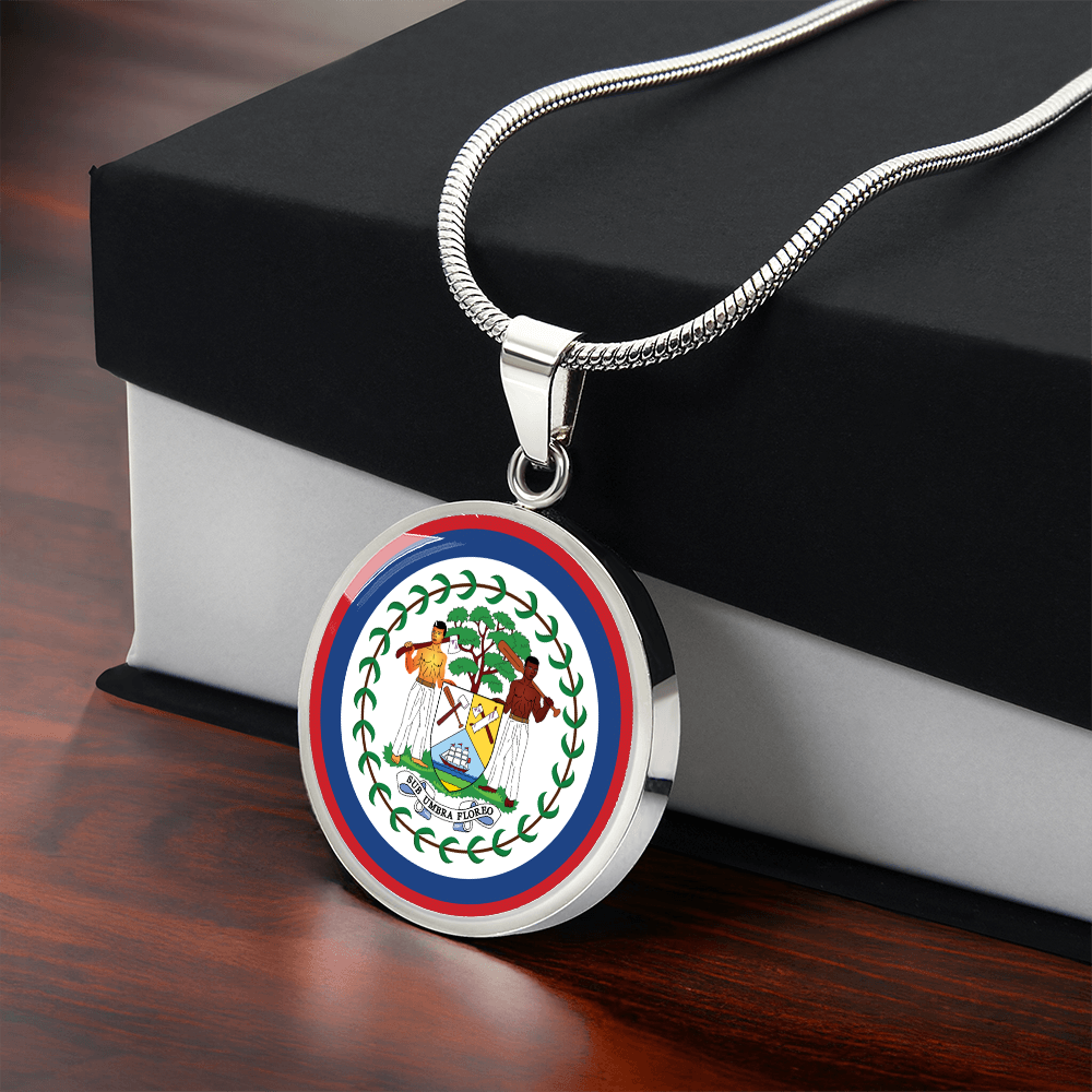 Belize Flag Pendant Necklace