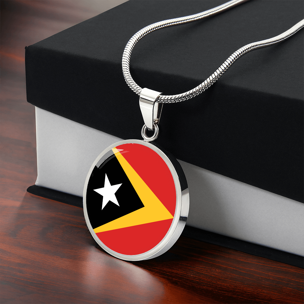East Timor Flag Pendant Necklace