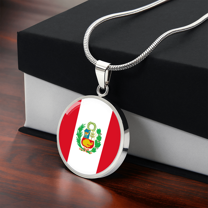 Peru Flag Pendant Necklace