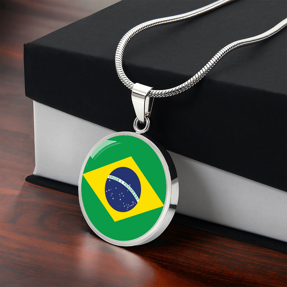 Brazil Flag Pendant Necklace