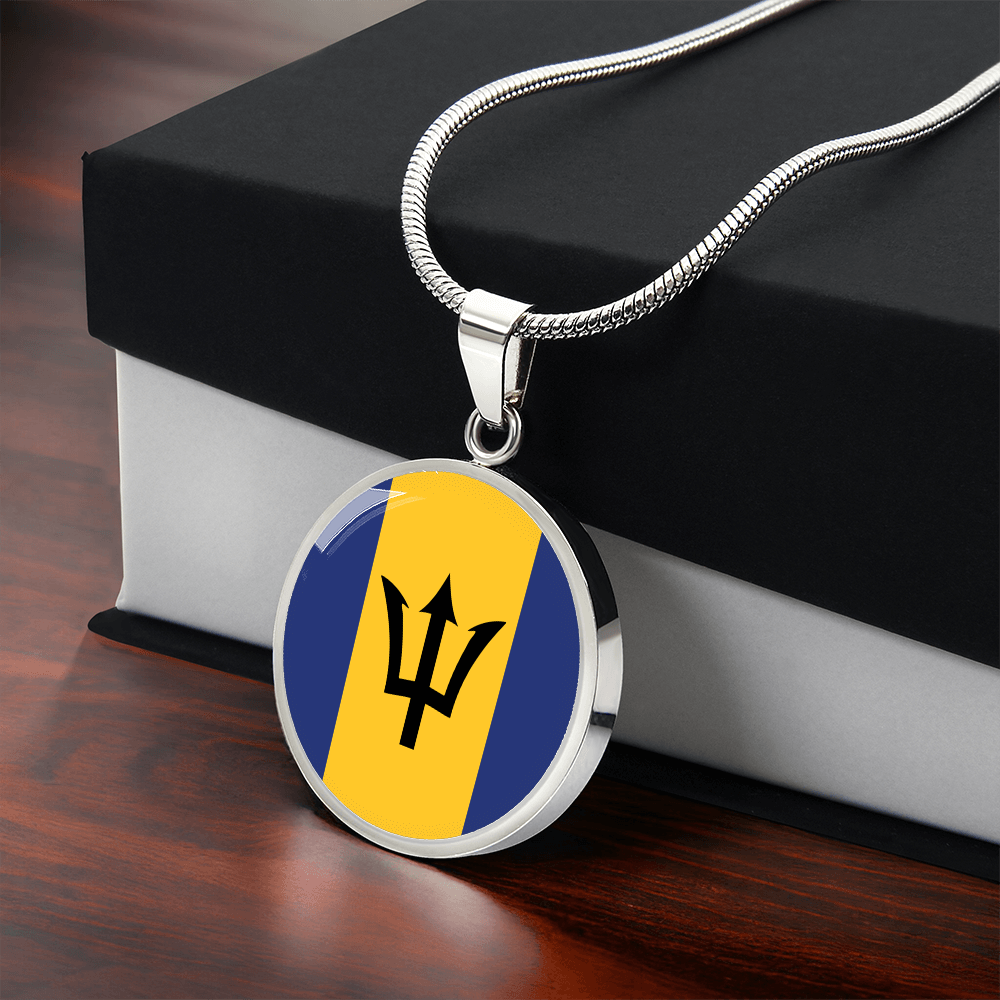 Barbados Flag Pendant Necklace