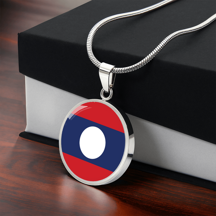 Laos Flag Pendant Necklace