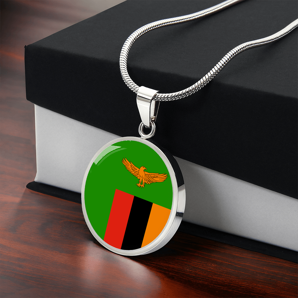 Zambia Flag Pendant Necklace