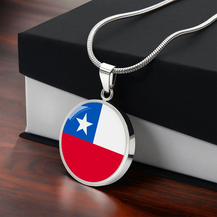 Chile Flag Pendant Necklace