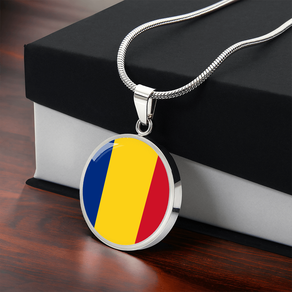 Romania Flag Pendant Necklace