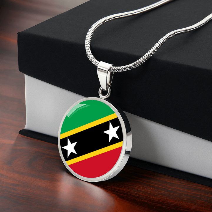 Saint Kitts Flag Pendant Necklace