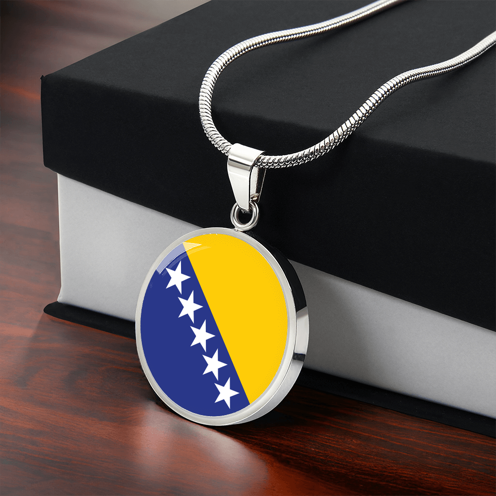 Bosnia and Herzegovina Flag Pendant Necklace