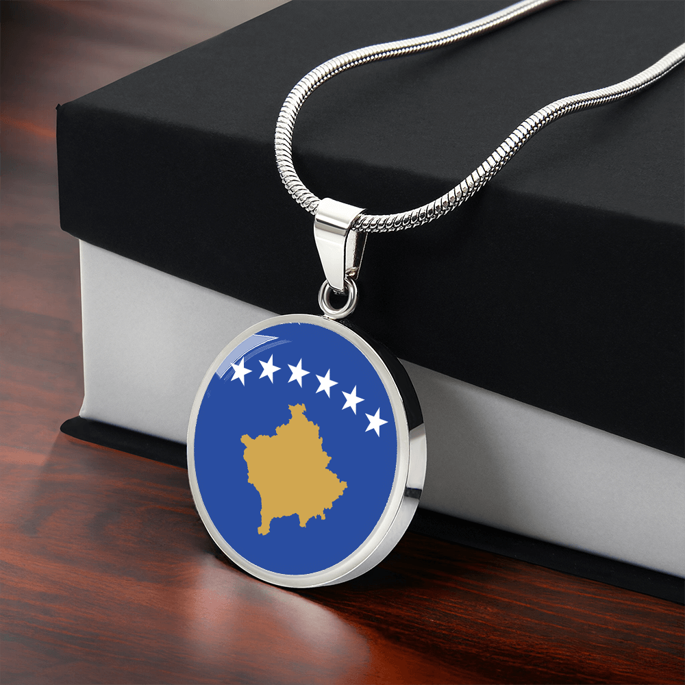 Kosovo Flag Pendant Necklace