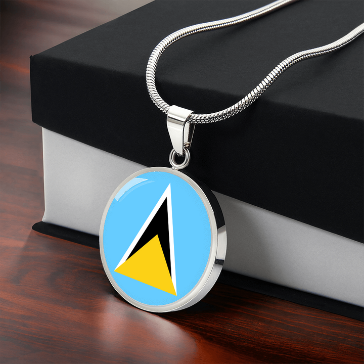 Saint Lucia Flag Pendant Necklace