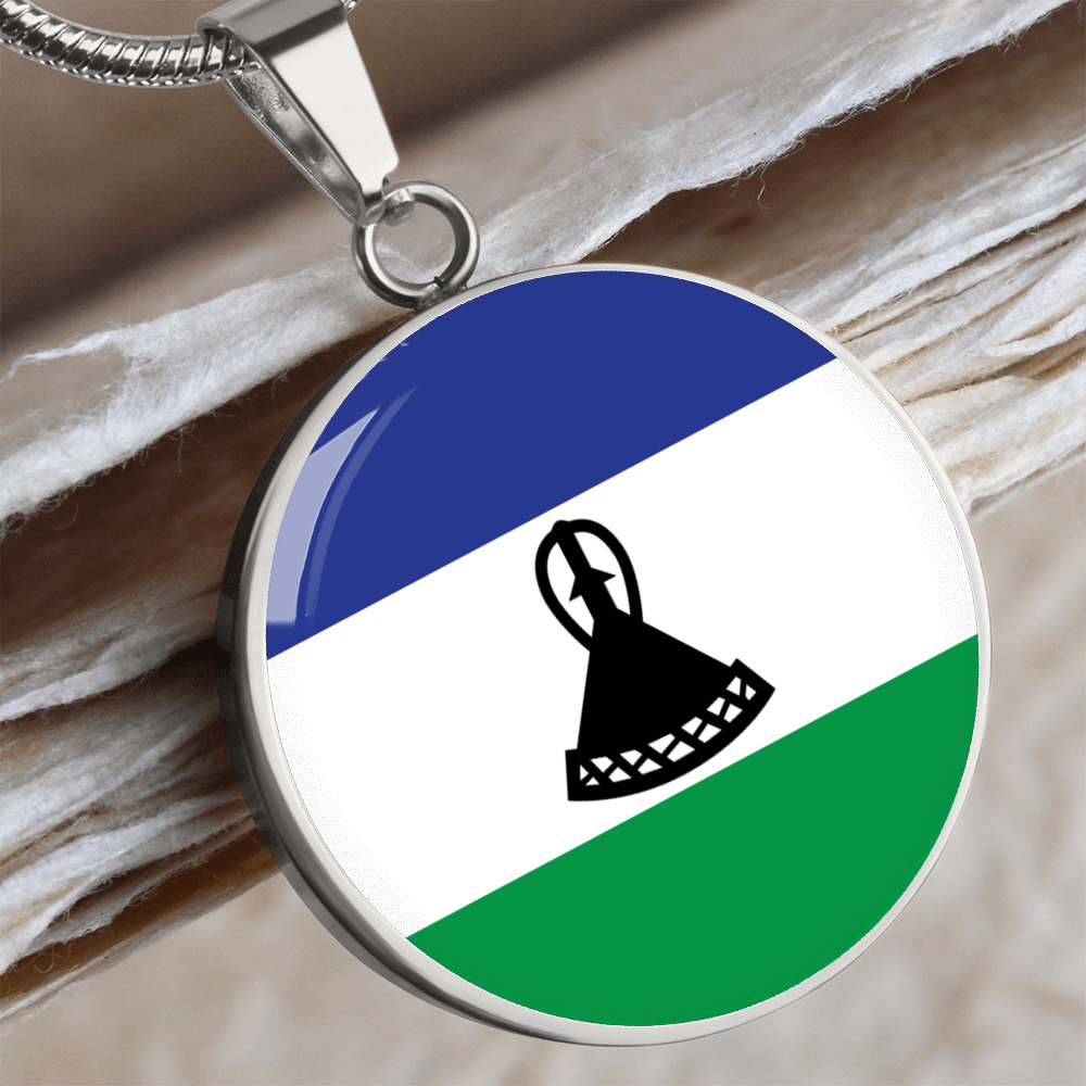 Lesotho Flag Pendant Necklace