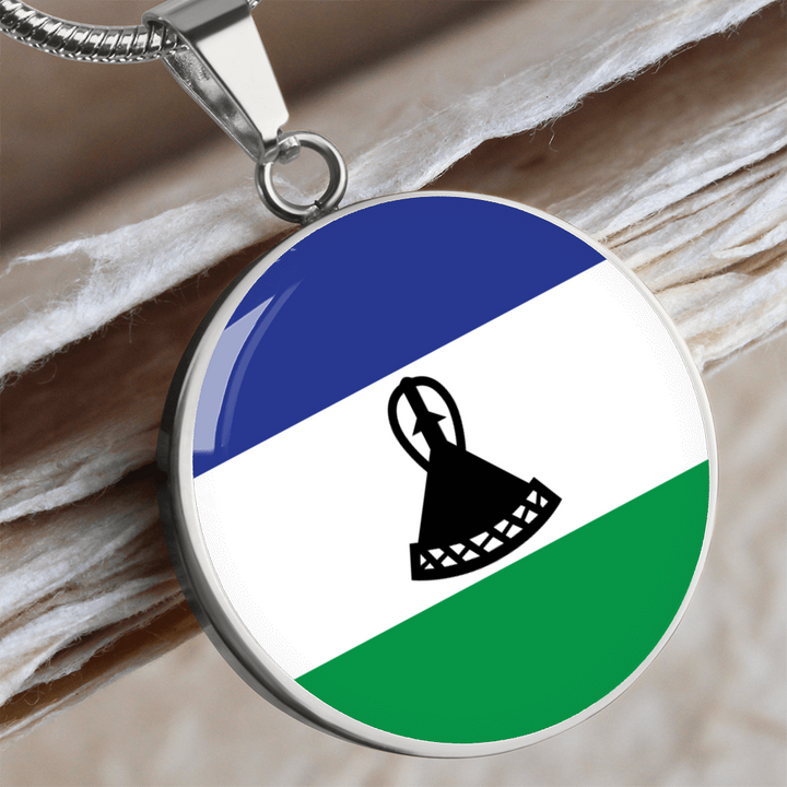 Lesotho Flag Pendant Necklace