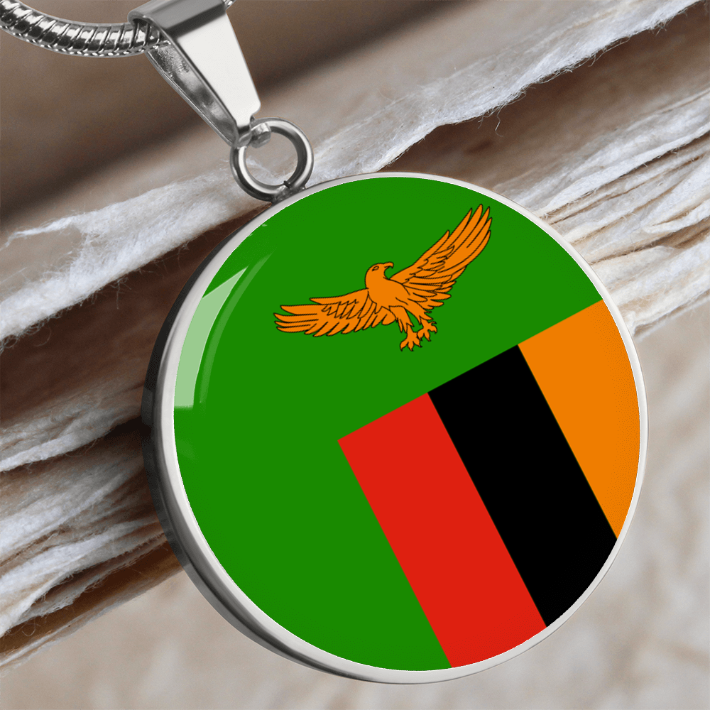 Zambia Flag Pendant Necklace