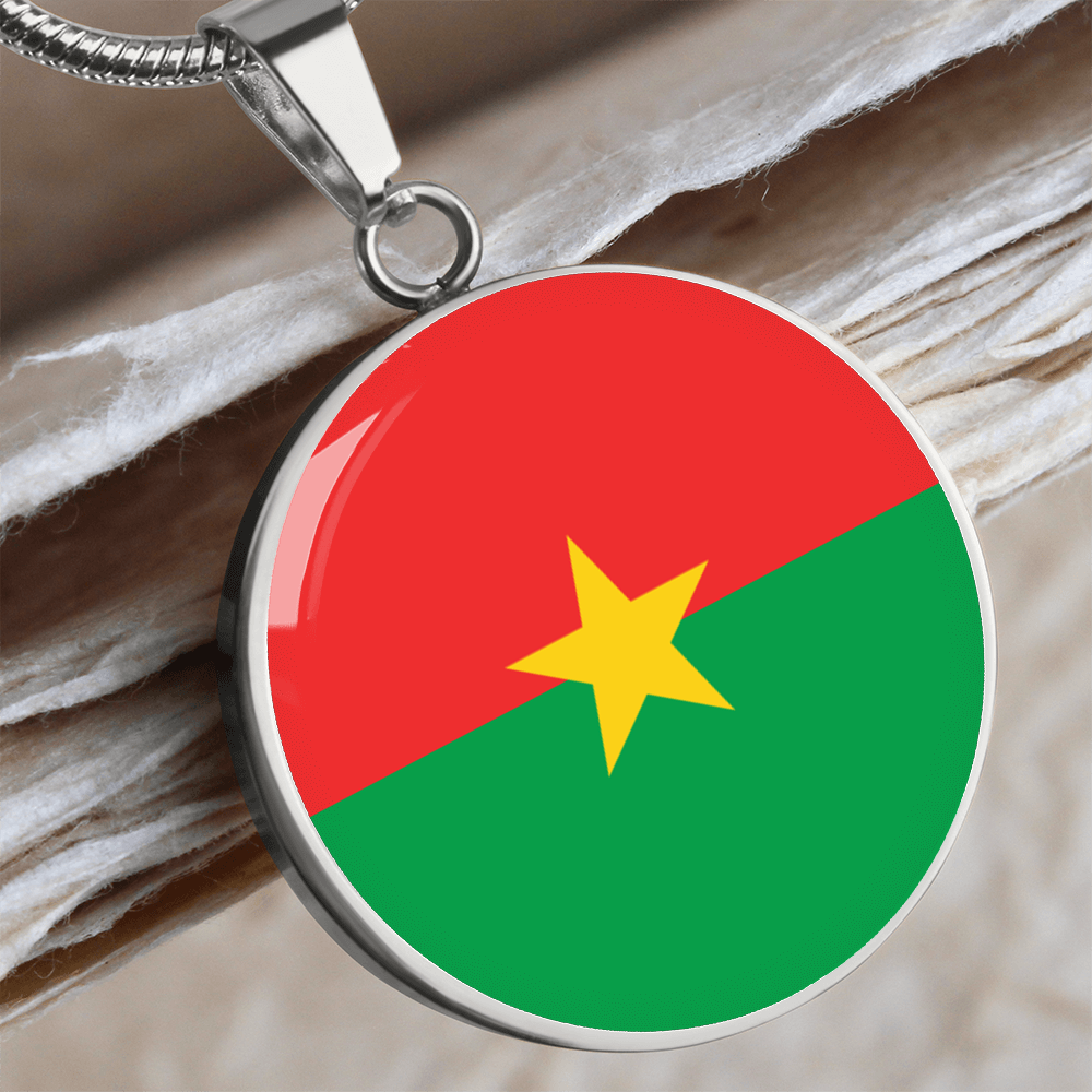 Burkina Faso Flag Pendant Necklace