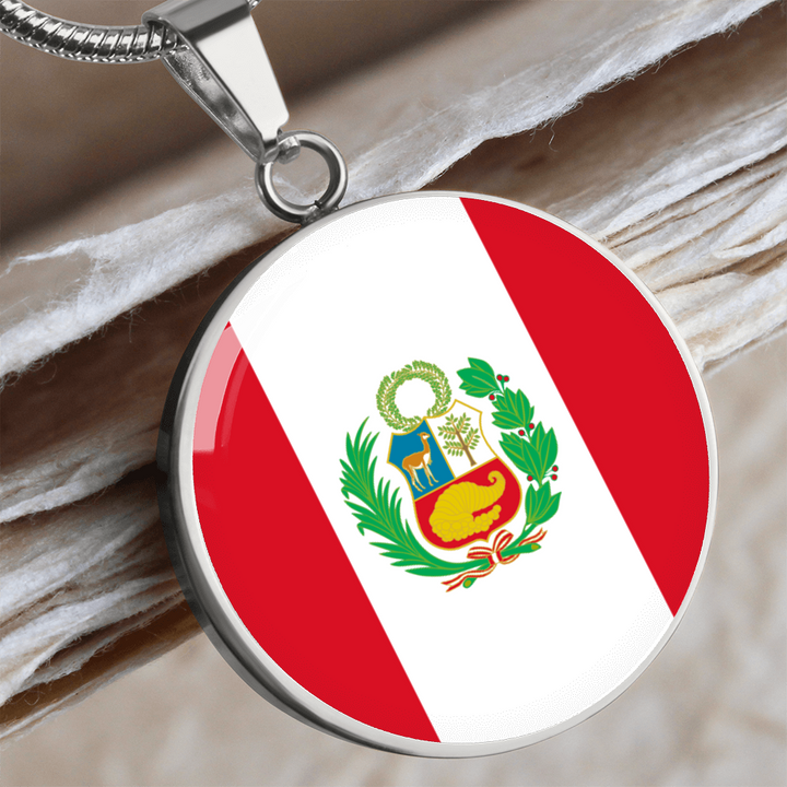 Peru Flag Pendant Necklace