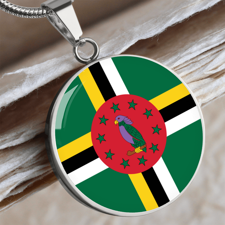 Dominica Flag Pendant Necklace
