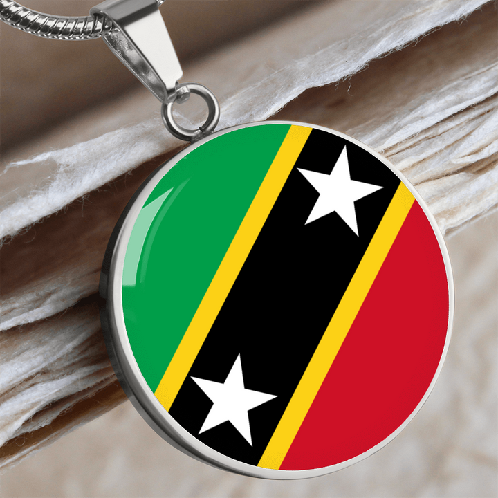 Saint Kitts Flag Pendant Necklace