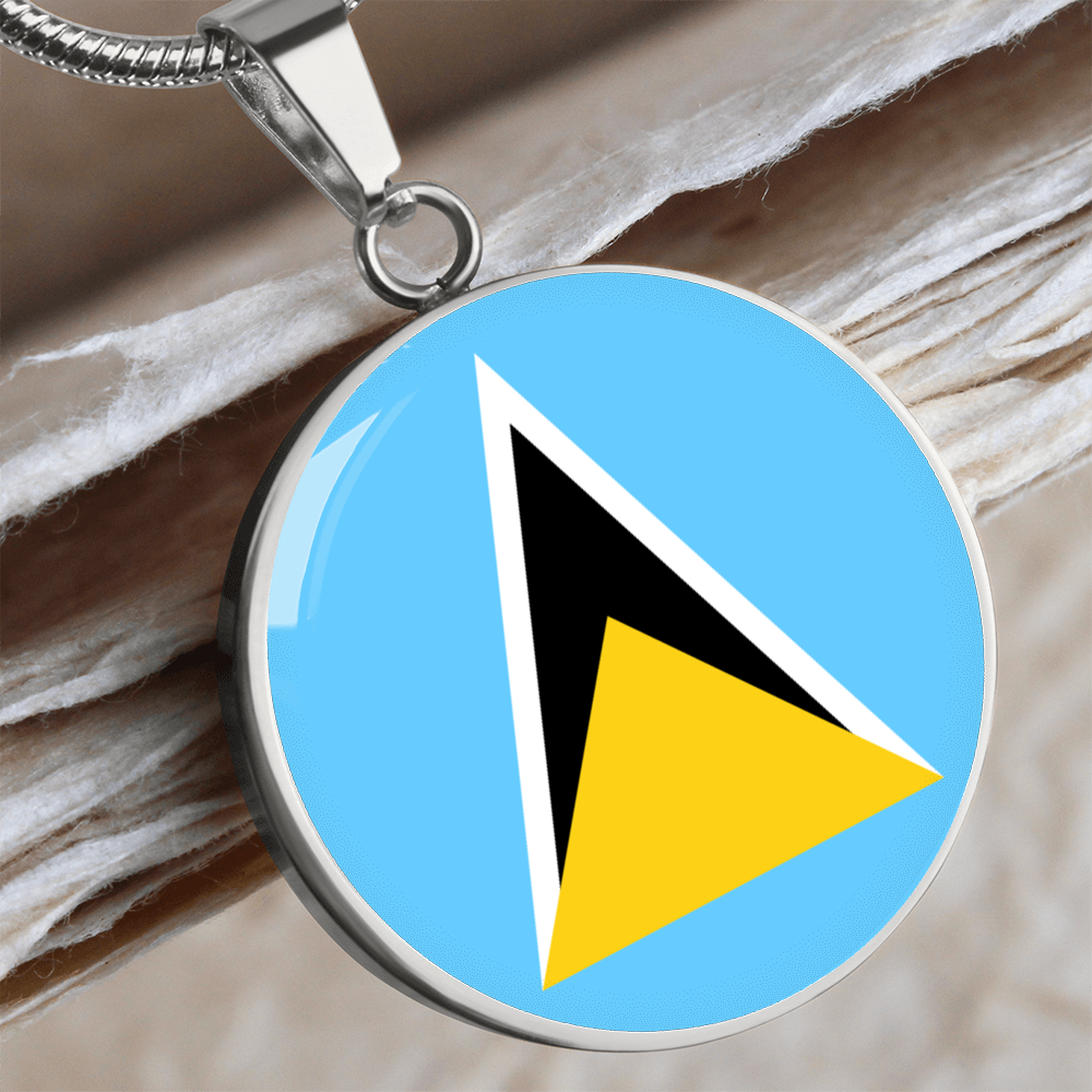 Saint Lucia Flag Pendant Necklace