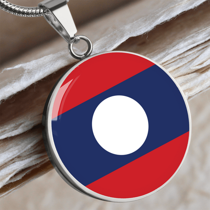 Laos Flag Pendant Necklace