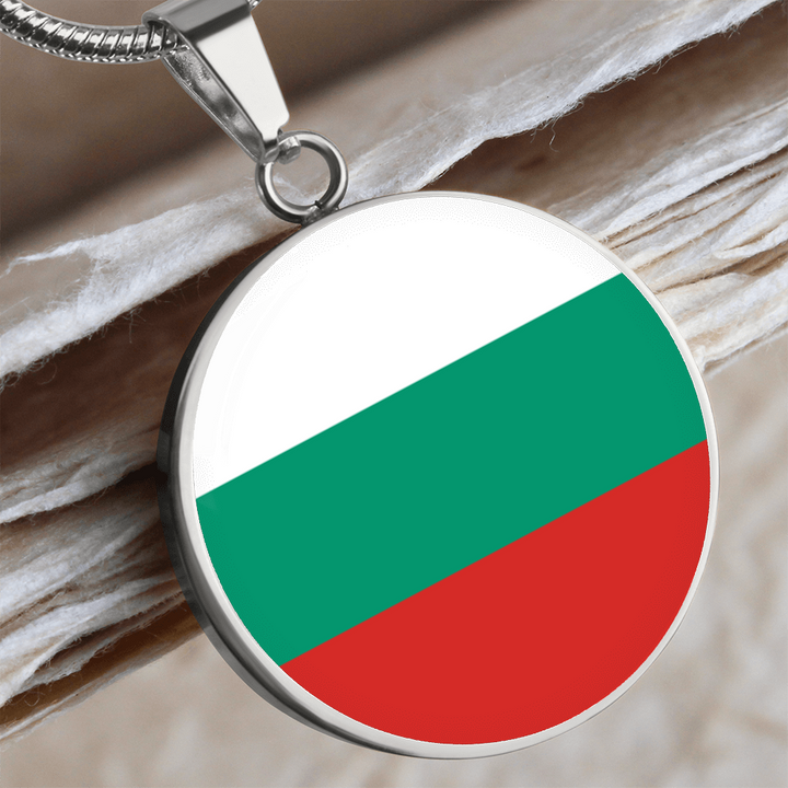 Bulgaria Flag Pendant Necklace