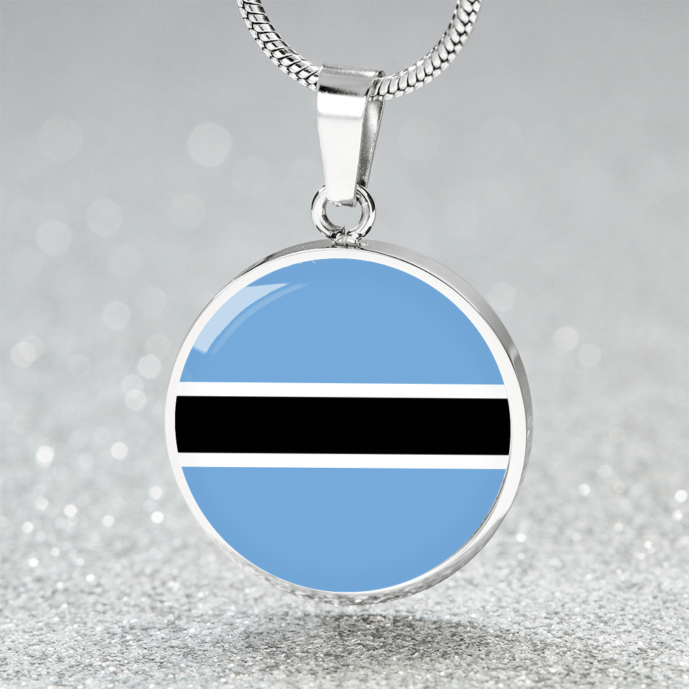 Botswana Flag Pendant Necklace